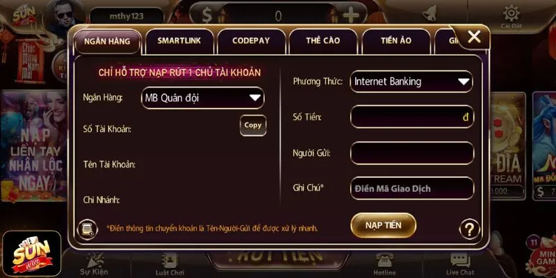 Cách nạp tiền Sunwin được hướng dẫn cho tân thủ Cách nạp tiền Sunwin được hướng dẫn cho tân thủ