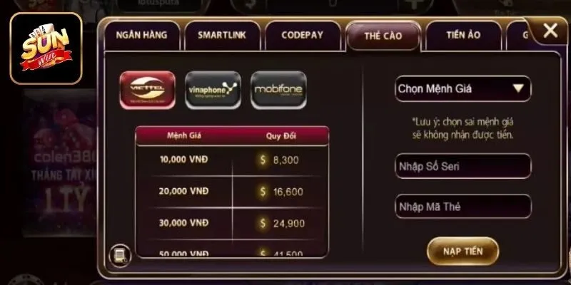Quy trình nạp tiền nhanh chóng